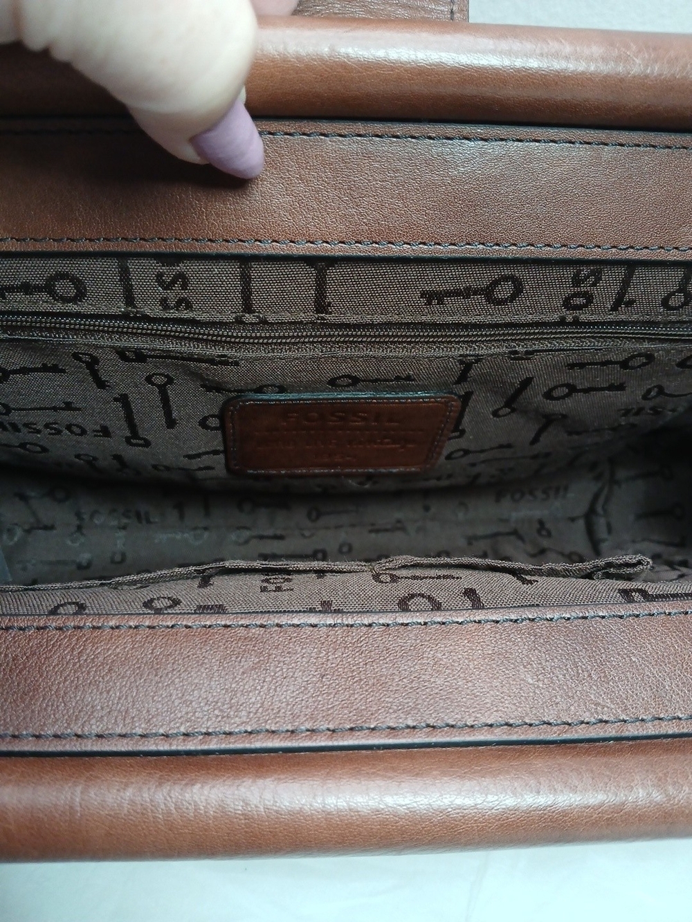 Fossil Brown Leather & Leopard Print Clutch - Picture 10 of 16